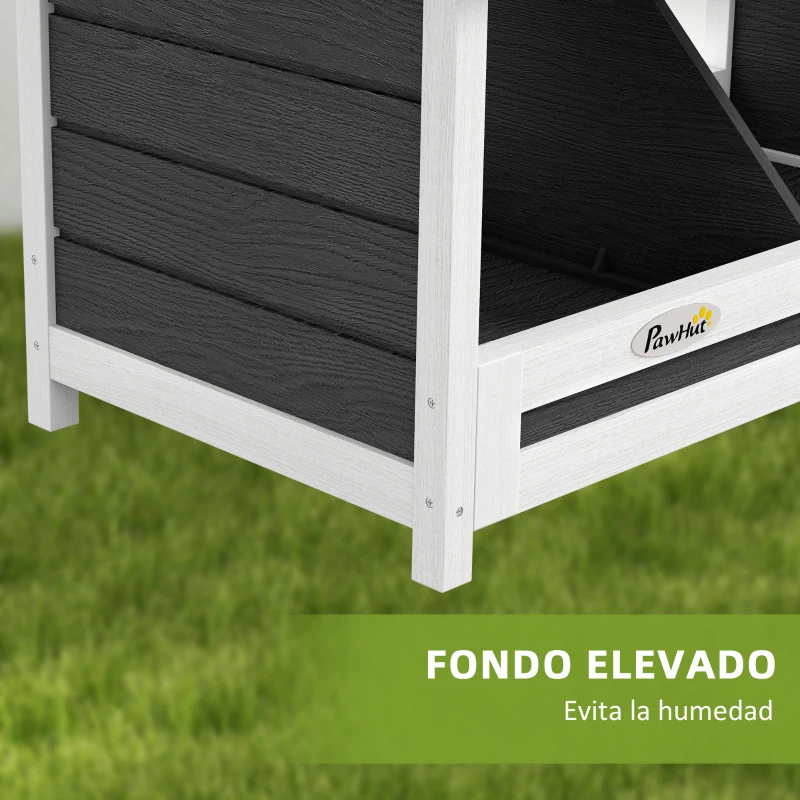 PawHut Ponedero para Gallinas de Madera Caja Nido para 2 Gallinas con 2 Departamentos y Techo Asfáltico Gris