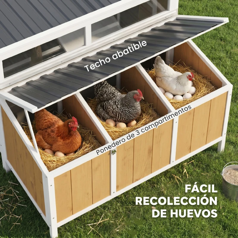 PawHut Gallinero para Exterior de Madera 145x90x92 cm para 2-4 Gallinas con Nido Casa Lateral Bandeja Extraíble Amarillo