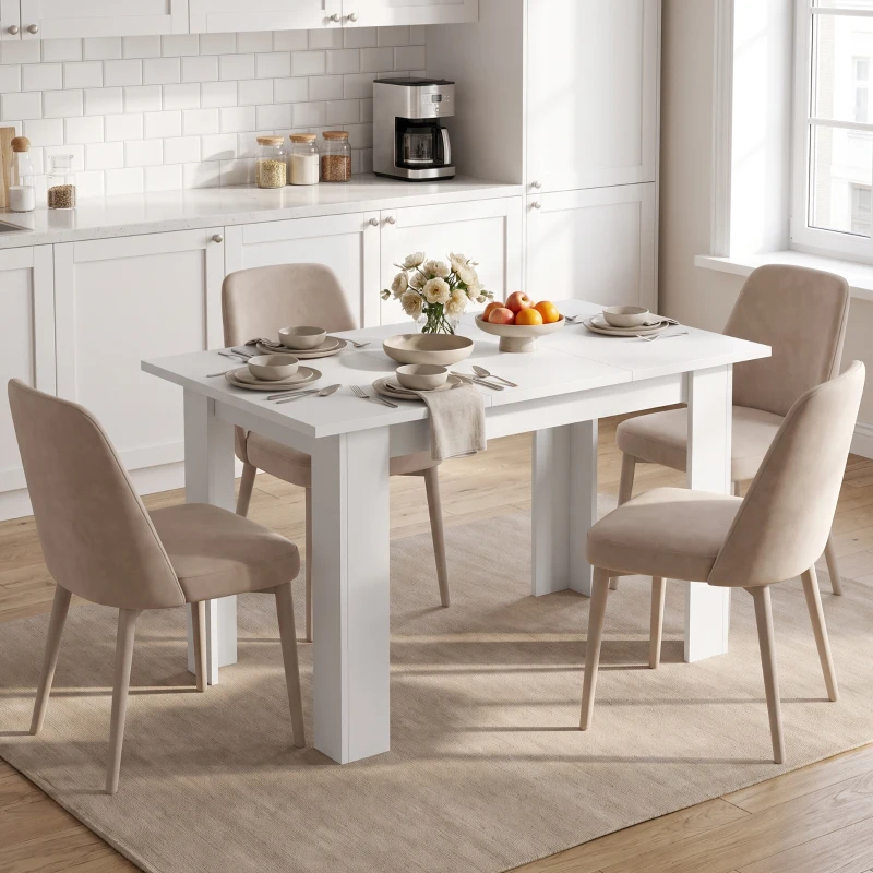 HOMCOM Masă de dining modernă cu spațiu de depozitare, 120 cm, albă