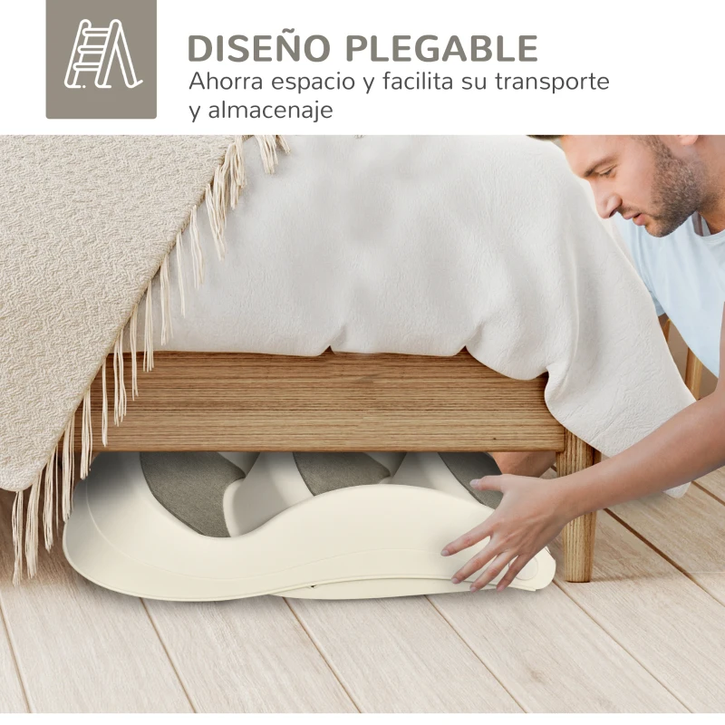 PawHut Escalera para Mascotas de 3 Peldaños Plegable Escalón para Perros Gatos para Cama Sofá 49x38x38 cm Crema