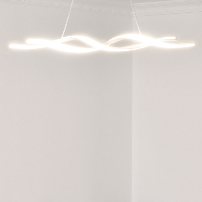 HOMCOM Lámpara Colgante Moderna con LED IP20 38W 3700lm y Cuerdas Ajustables Lámpara de Suspensión de Aluminio para Salón Comedor Dormitorio 90x9x9 cm Blanco