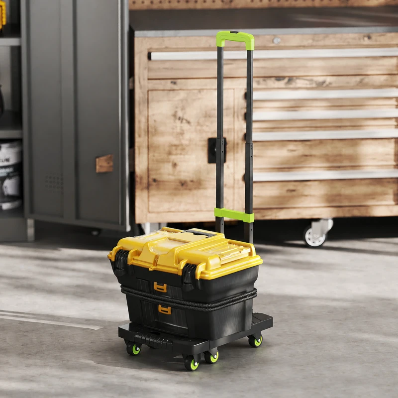 HOMCOM Opvouwbare steekwagen metalen transportwagen met wielen verstelbare greep 49 x 35 x 102 cm Groen