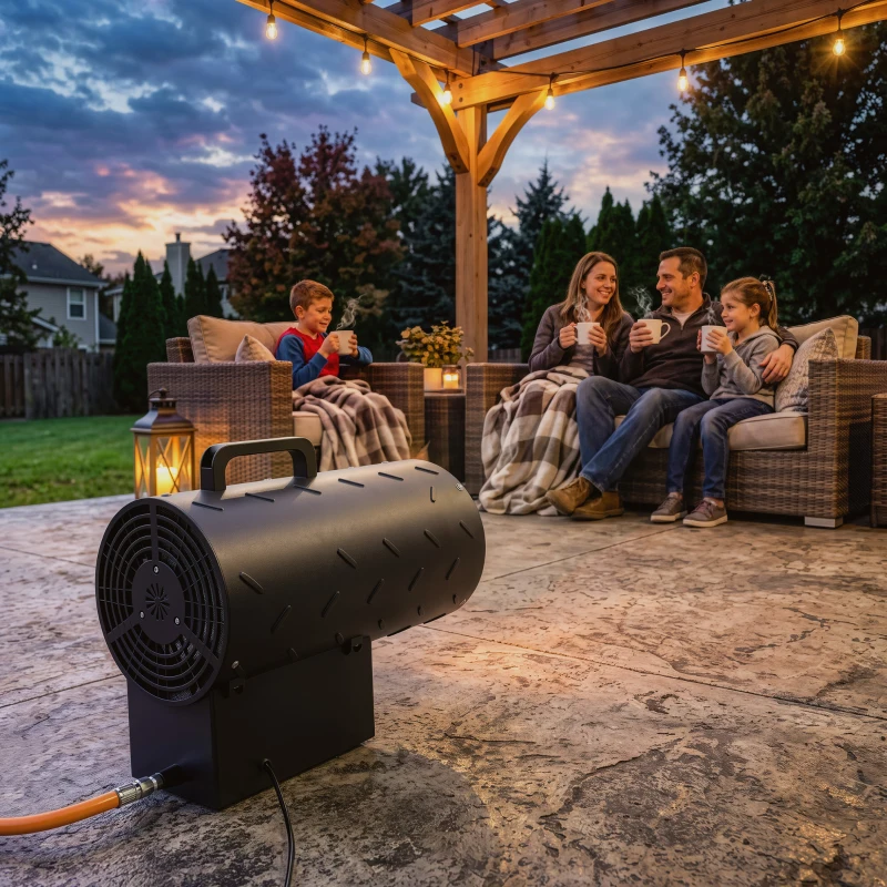 Outsunny 15 kW/51000 BTU Industrial Propane Space Heater, Portable Forced Air Gas Fan Patio Heater w/ Overheat Protection, Black