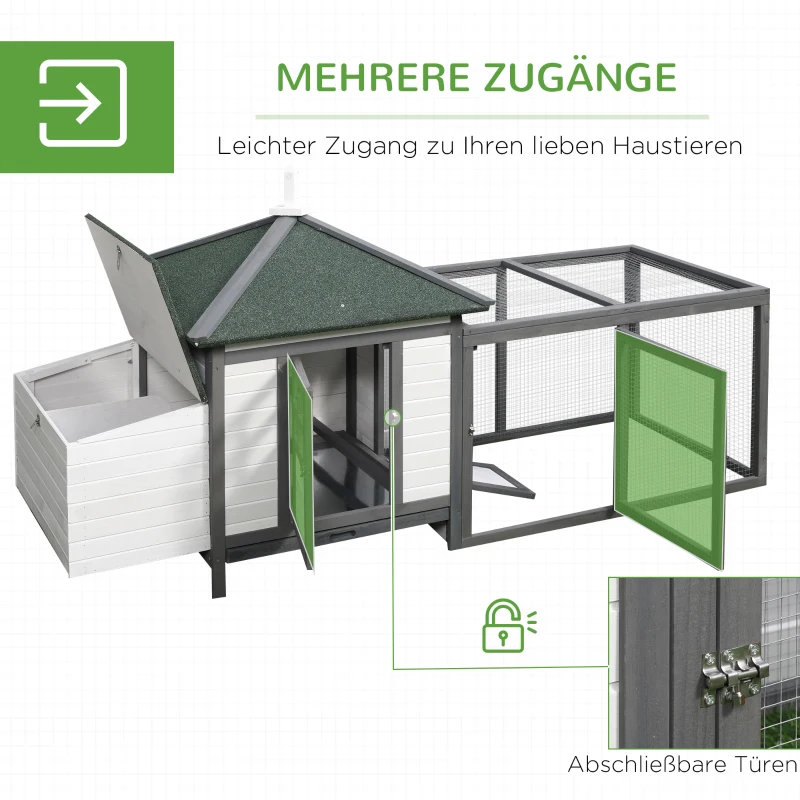 PawHut Kippenhok met ren kippenhuis kippenhok legnest massief houten stok(m-5)