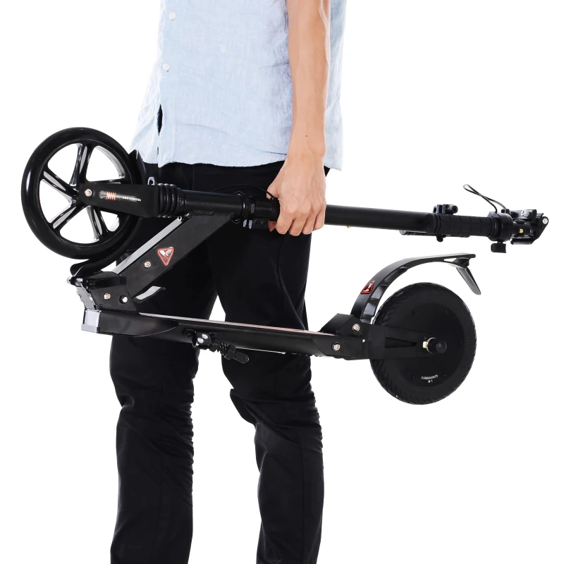 HOMCOM Patinete Eléctrico para Mayores de 14 Años E-Scooter Plegable Manillar Ajustable 12 km/h Batería Recargable 22,6V Monopatín 150W Carga 100kg
