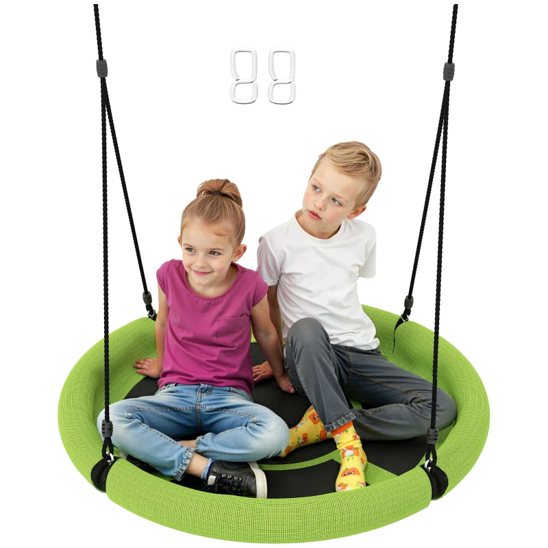 AIYAPLAY Nestschaukel, Runde Gartenschaukel, 150 kg belastbar, höhenverstellbar, Grün