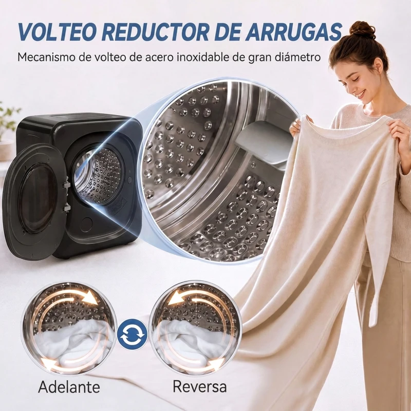 HOMCOM Secadora de Evacuación 3 kg 800W Función Antiarrugas Función Esterilizar 5 Programas Carga Frontal 48x40x56 cm Negro
