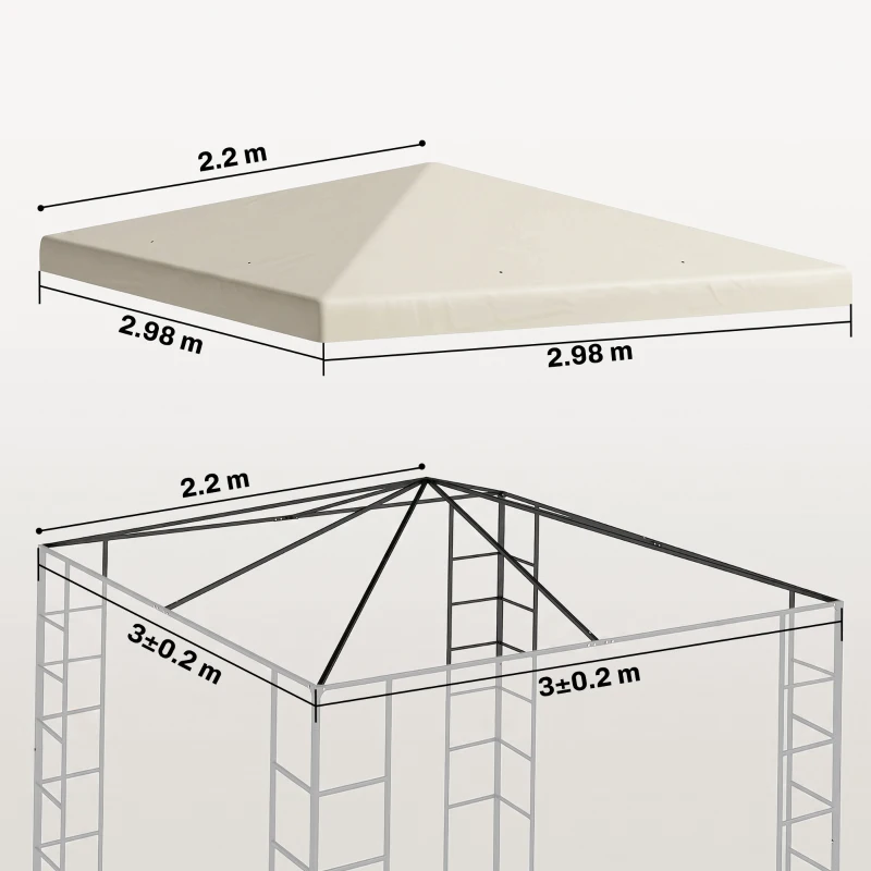 Outsunny 3 x 3(m) Gazebo Frame Replacement - Cream