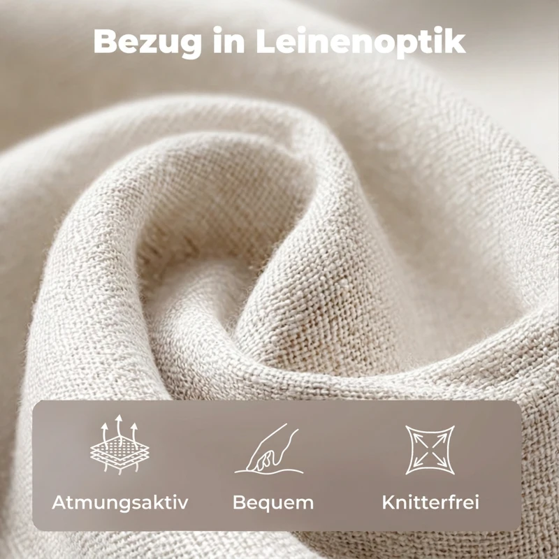 HOMCOM Bedframe 140 x 200 cm met verstelbaar hoofdbord, gestoffeerd bed in linnenlook met 12 multiplex latten - Beige