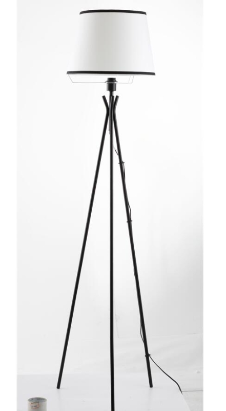 HOMCOM Lámpara de Pie con Trípode de Metal Pantalla de Tela E27 Máx. 40W e Interruptor de Pie Diseño Moderno para Salón Estudio Dormitorio 50x50x170 cm Blanco y Negro