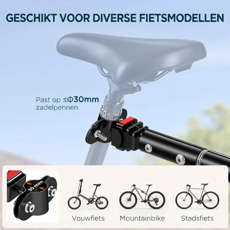 HOMCOM bagagekar voor fietstransportkar fietskar handkar staal oxford stof zwart 144 x 59 x 80 cm(m-4)