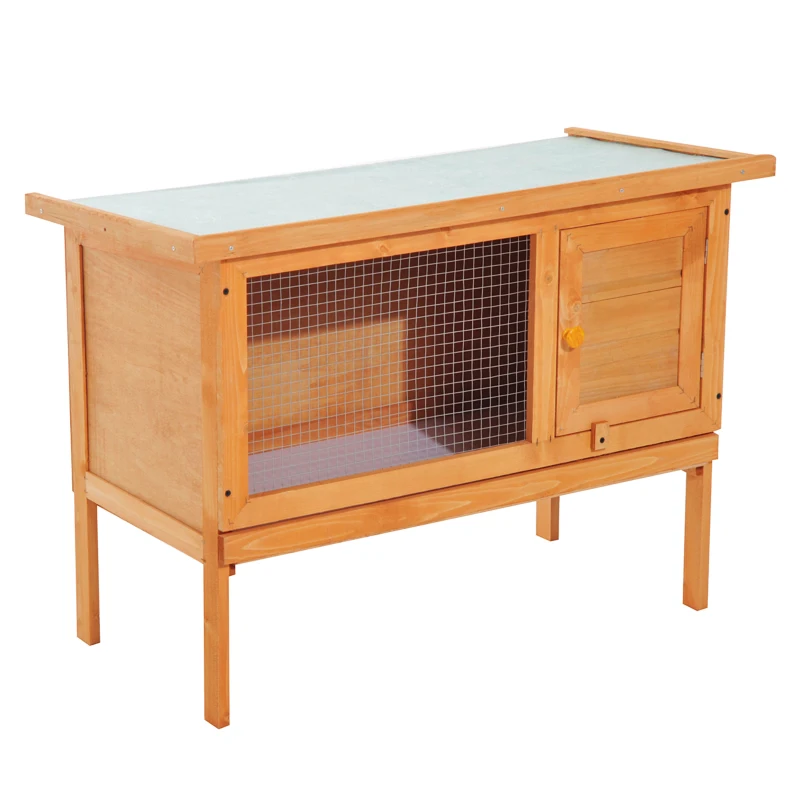 PawHut Konijnenhok konijnenkooi haas kleine dierenhok konijnenstal hout 90 x 45 x 65 cm(m-11)