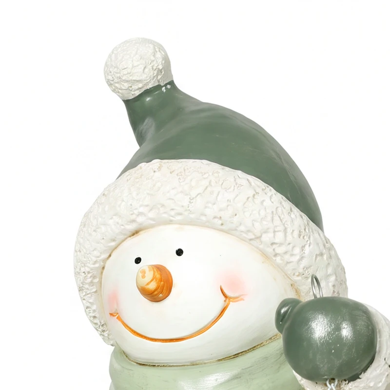 HOMCOM Sneeuwmanfiguur 43 cm van MgO met led-lantaarn en timer, voor entree en deuropening