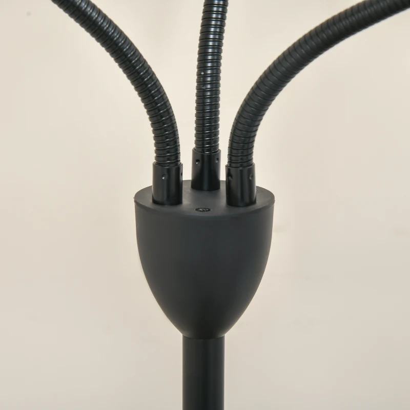 HOMCOM Lámpara de Pie con 3 Pantallas Giratorio de 360° con Interruptores de Giratorio E27 Máx. 40W Macro de Acero Lámpara de Suelo para Salón Dormitorio Estudio 45x45x155 cm Negro