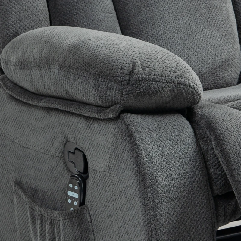HOMCOM Relaxfauteuil met trilmassage en verwarming, handmatig verstelbare draaifauteuil met schommelfunctie en pocketvering, grijs