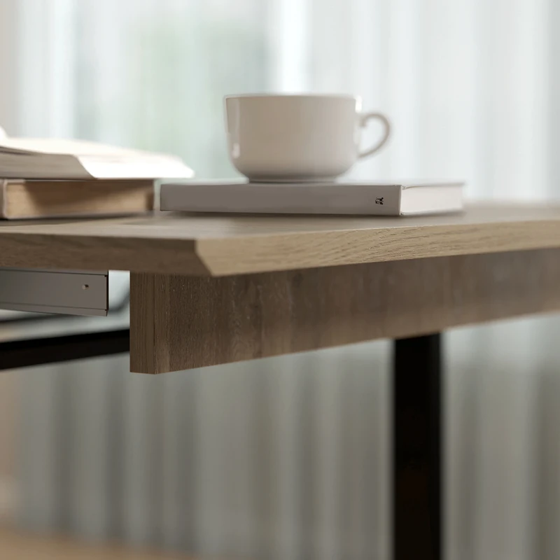 HOMCOM Uitschuifbare eettafel 140-180 cm voor 6-8 personen, rechthoekig in industriële stijl met stalen frame, bruin