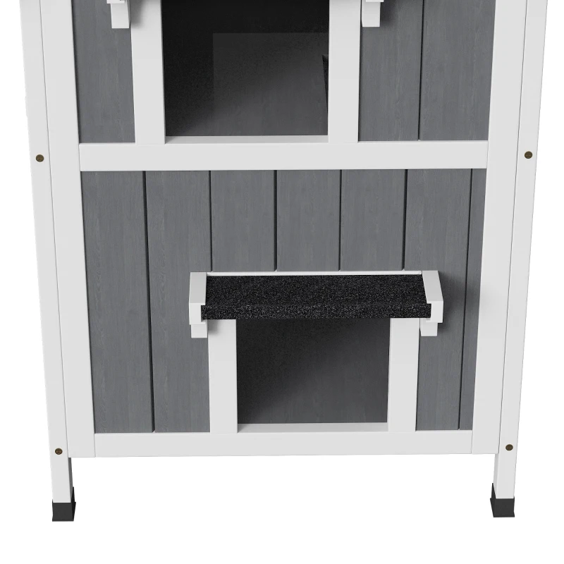 PawHut kattenhuis, dennenhout, kattenhuis, kattengrot, huisje voor kleine dieren, buiten(m-13)