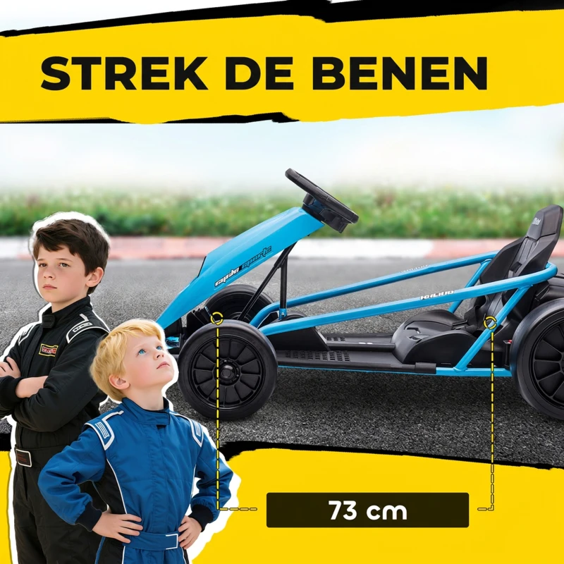 HOMCOM Elektrische Go-kart voor Kinderen, Driftfunctie, Claxon, Muziek, Veiligheidsgordel, Soft-Start, Blauw/Zwart(m-6)