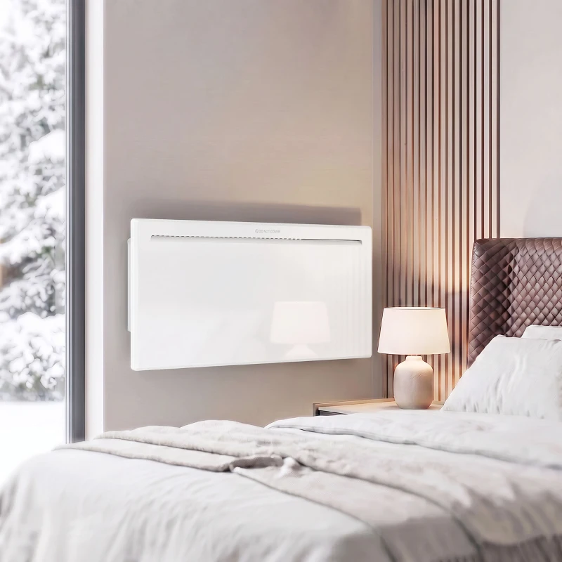 HOMCOM Smart Panel Heater Wall Mounted/Freestanding, Electric Heater with Weekly Timer, Open Window & Anti-Frost, 2000W, White