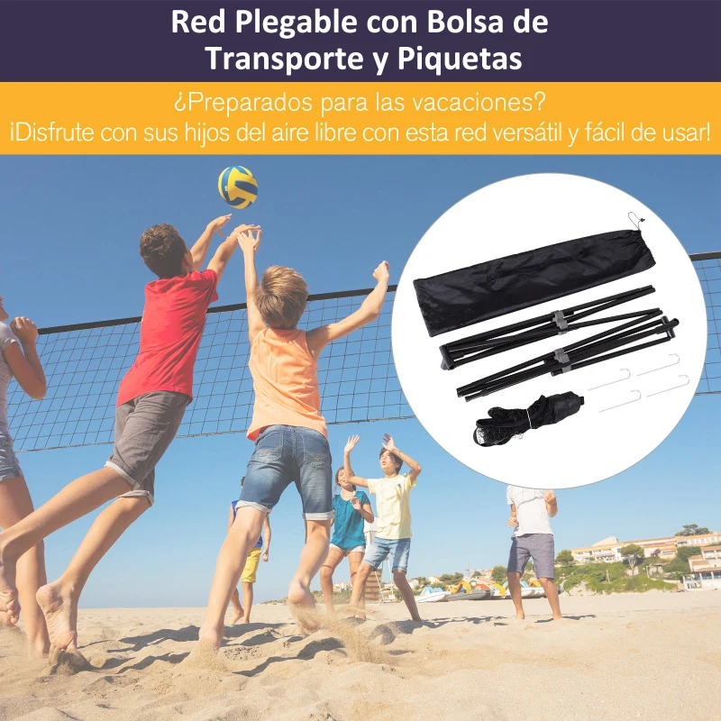 HOMCOM Red de Voleibol Tenis Bádminton 5 metros Altura Ajustable 94-158cm Plegable y Portátil con bolsa de transporte 500x60x94/158cm