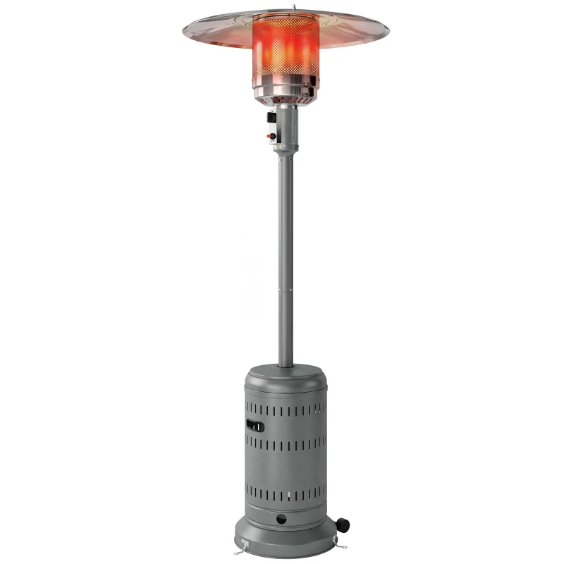 Outsunny Chauffage Extérieur Terrasse Portable 13 kW, Niveaux de Chauffe Réglables, Protection Anti-Basculement, 82x82x223cm Gris