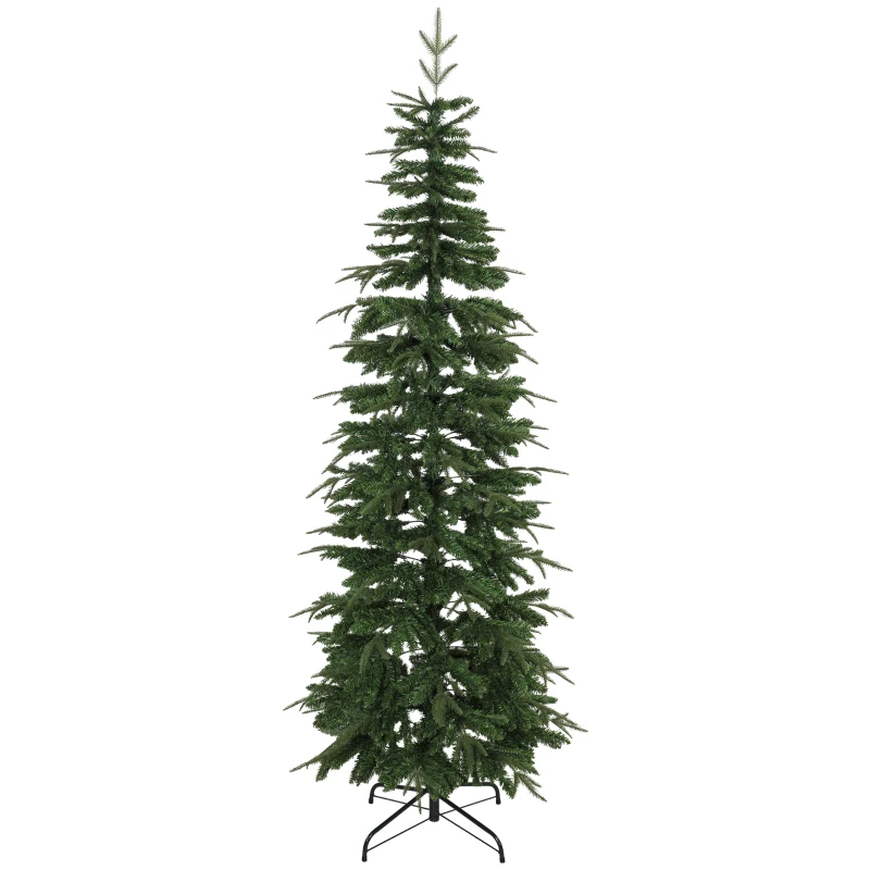 HOMCOM Brad artificial 210 cm, molid cu crengi cu balamale, 800 vârfuri de crengi, suport pliabil din oțel, Verde