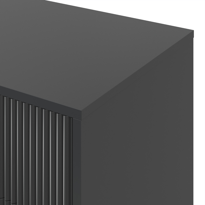 HOMCOM Modern 3-Drawer Dresser, Fluted Bedroom Dresser Chest of Drawers with Metal Legs and Steel Handles for Bedroom, Black