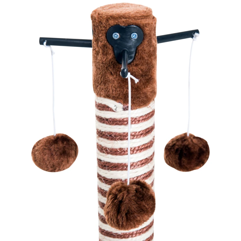 PawHut Poste Rascador para Gato Rascador Árbol para Arañar 3 Bolas de Juego Cubierta de Felpa Sisal Natural 34x34x42cm Marrón
