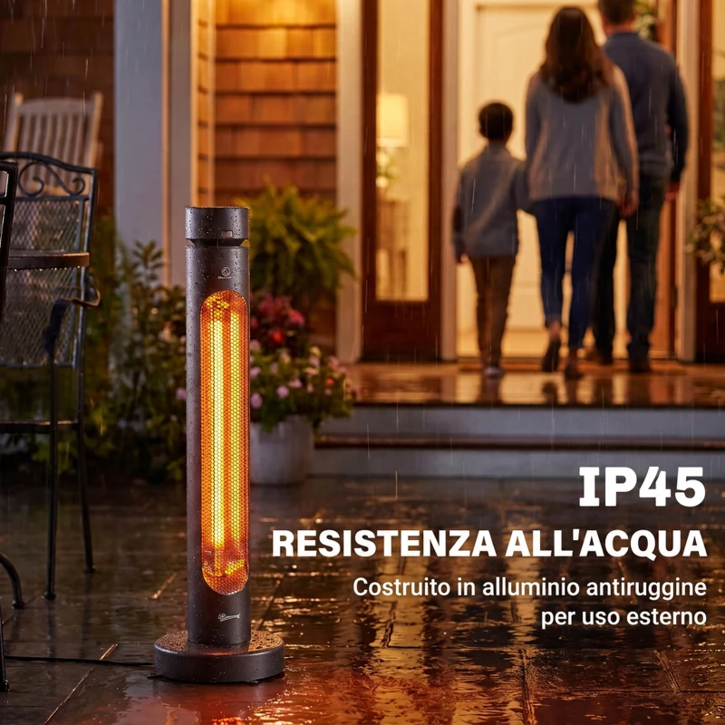 Outsunny Stufa Elettrica A Infrarossi Oscillante 2000W Con Telecomando, Nero