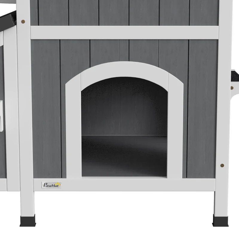 PawHut kattenhuis, dennenhout, kattenhuis, kattengrot, huisje voor kleine dieren, buiten(m-12)