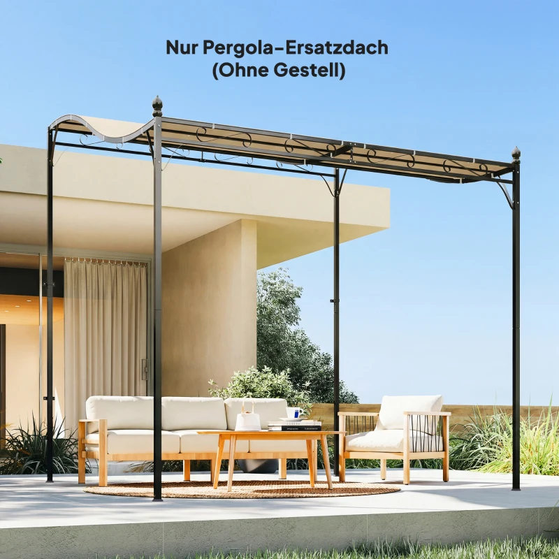 Outsunny Ersatzdach für Pergola Sonnensegel für Terrassenüberdachung Ersatz-Dachplane für 3 x 3 m Pavillon 298x293 cm Cremeweiß