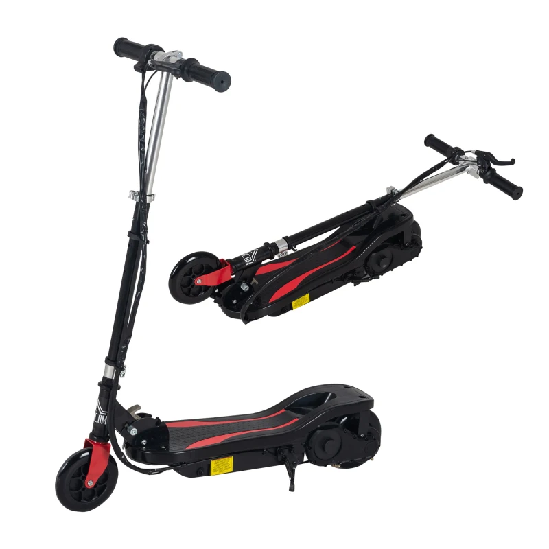 HOMCOM Patinete Eléctrico Plegable para Niños de 7-14 Años, Patinete Eléctrico con Velocidad Max. 12 km/h, Alcance de 8 km, Altura Ajustable, Freno de Mano, Negro