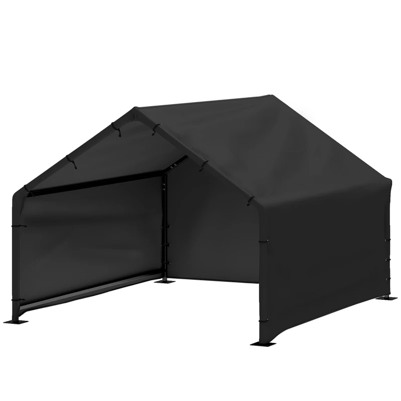 PawHut Hundehütte Hundehaus mit wasser- und UV-beständiger Überdachung, für Hunde bis 30 kg 125 x 110 x 93 cm Schwarz