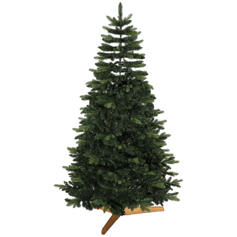 HOMCOM Künstlicher Weihnachtsbaum 180 cm, Edeltanne, voll mit Klappästen, 961 Spitzen, faltbarer Holzständer, Grün