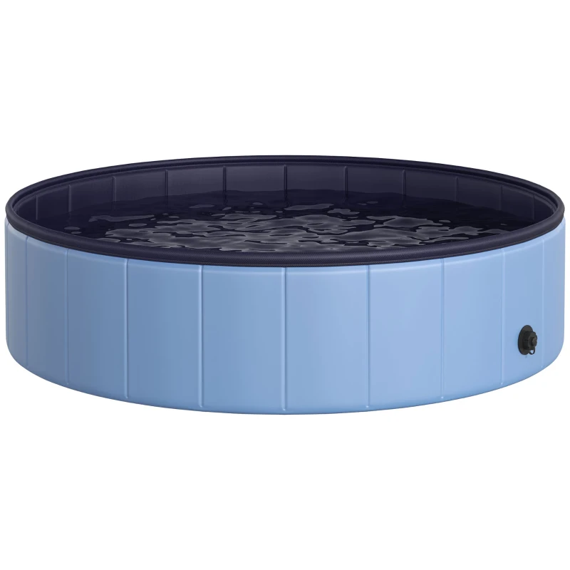 PawHut Piscina Plegable para Perros Gatos Ø120x30 cm Bañera Portátil para Mascotas PVC Antideslizante Múltiples Usos para Interiores y Exteriores Azul