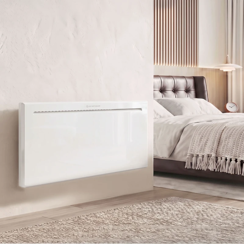 HOMCOM Smart Panel Heater Wall Mounted/Freestanding, Electric Heater with Weekly Timer, Open Window & Anti-Frost, 2000W, White