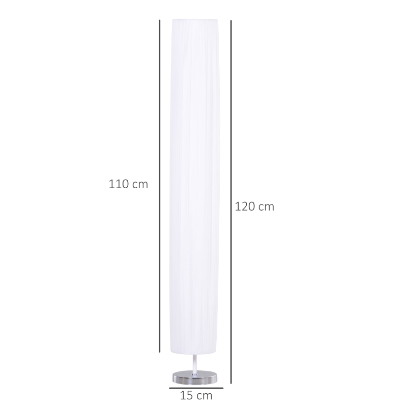 HOMCOM Lámpara de Pie Moderna para Dormitorio Comedor Salón (2 E27 Bombilla) Interruptor de y Bajo Consumo con Base de Acero Inoxidable 120 cm Blanco