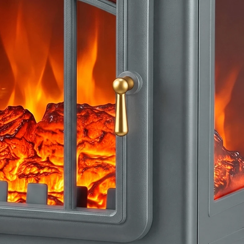 HOMCOM Electric Fireplace Stove, 1000/2000W 3-Sided Freestanding Fireplace Heater with 3D Flame Log, Thermostat, Grey