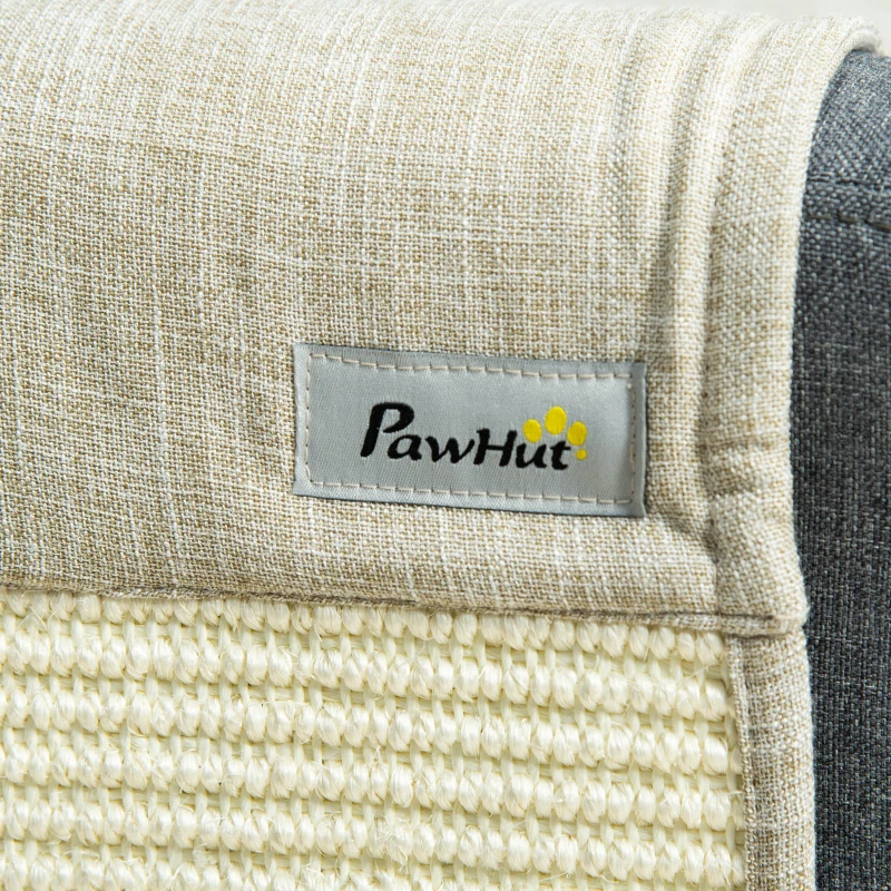 PawHut set van 2 kattenkrabmatten krasbescherming bank sisal krabtapijt voor kat fauteuil bank kattenkrabmat beige + grijs 130 x 45 x 0,3 cm