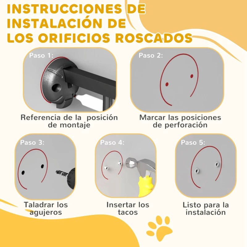 PawHut Valla para Mascotas de Acero Plegable con 3 Paneles Doble Cerradura y Función de Bloqueo Auxiliar 206x90 cm Blanco