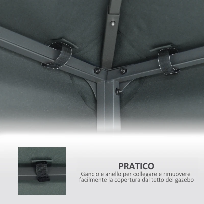 Outsunny Tetto di Ricambio per Gazebo 3x3m a 2 Livelli e Resistente ai Raggi UV, Grigio Antracite