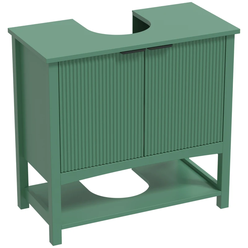 HOMCOM Mobile Sottolavabo per Lavabo a Colonna con Anta e Ripiano, 65x32x62 cm, Verde