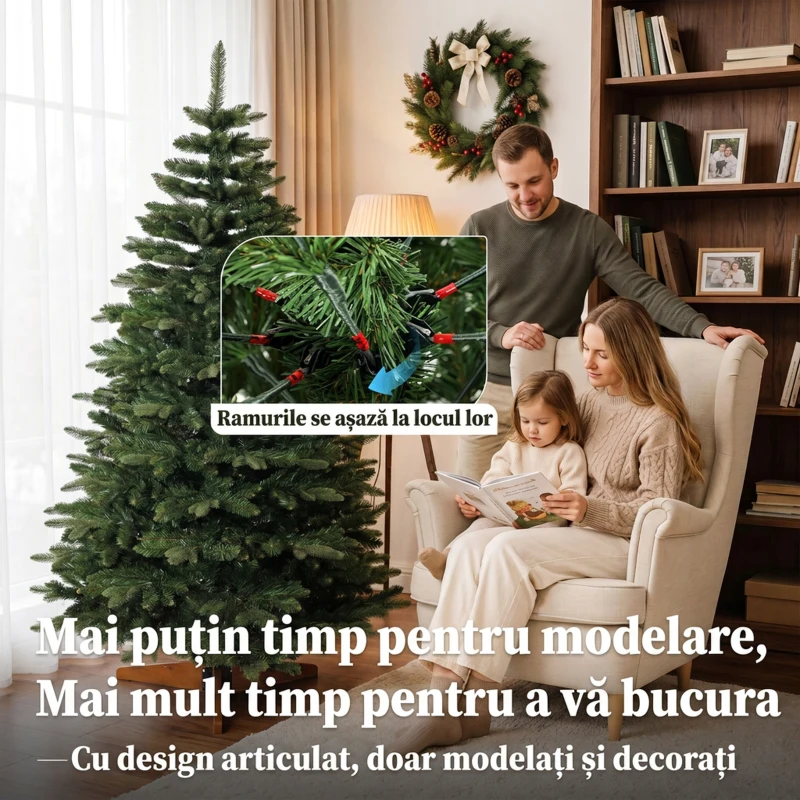 HOMCOM Brad artificial de Crăciun tip brad nobil, 961 ramuri, 180 cm, verde
