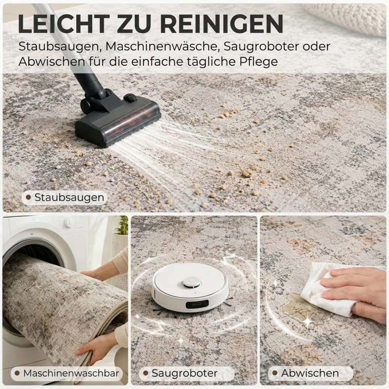 HOMCOM Vloerkleed van polyester, modern artistiek patroon, wasbaar, bruin