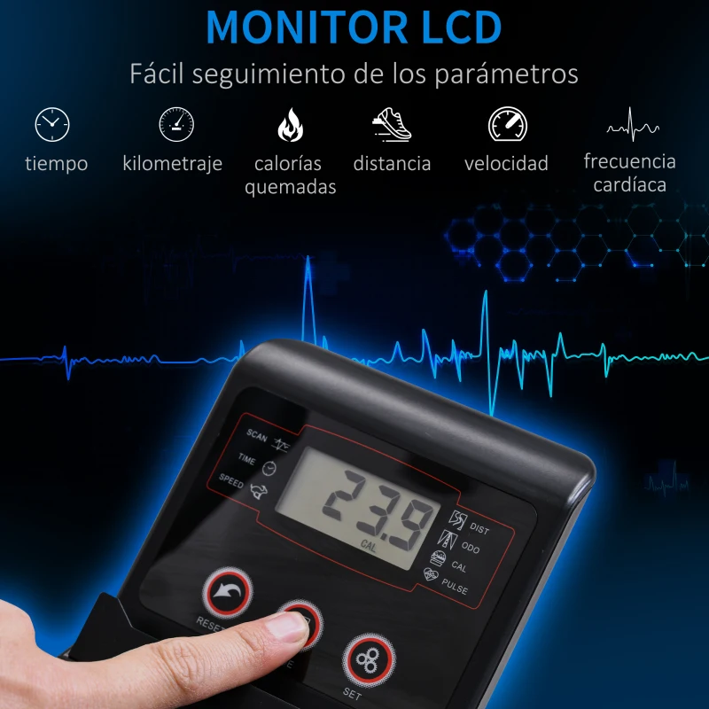 HOMCOM Bicicleta Elíptica con Resistencia Magnética Ajustable de 8 Niveles Bicicleta de Fitness con Sillín Regulable Pantalla LCD Pulsómetro y Soporte para Móvil para Casa Gimnasia 103x62x151 cm Negro