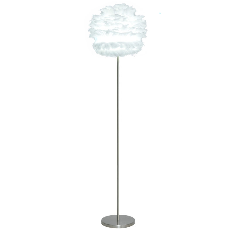 HOMCOM Lámpara de Pie Pantalla de Pluma de Ganso con Interruptor de Pedal Diseño Novedoso Lámpara de Suelo para Bombilla Máx. 40 W 40x40x160 cm Blanco