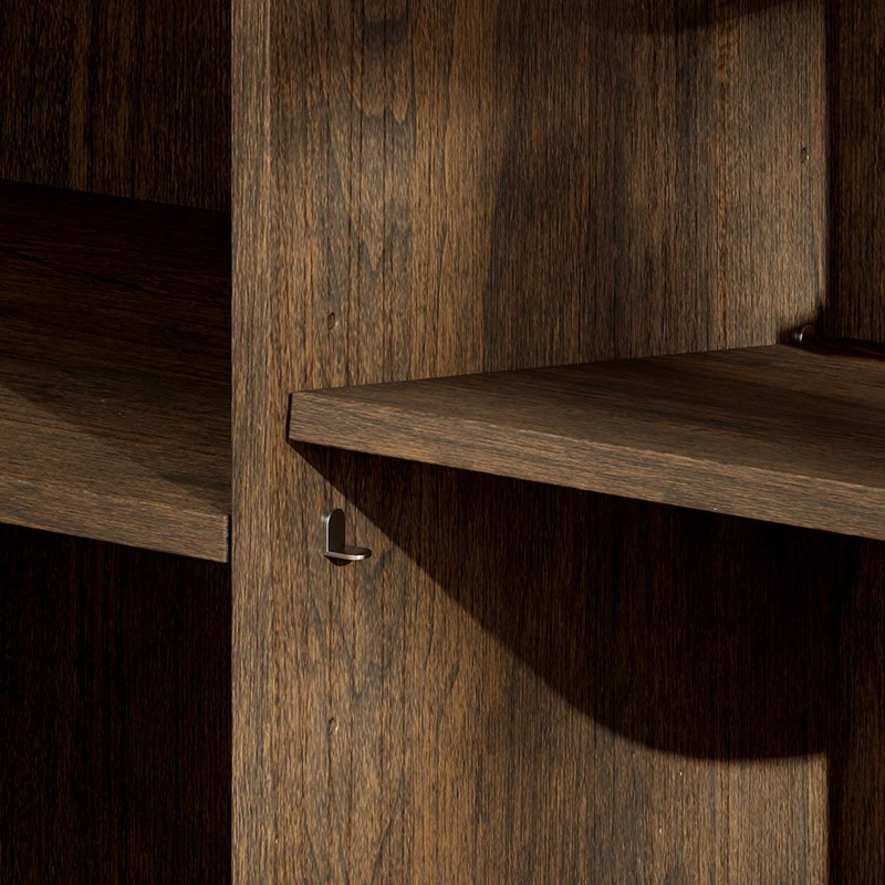HOMCOM Sideboard Buffet Cabinet, Storage Cabinet with 2 Curved Doors, Adjustable Shelf and Legs for Dining Room, Dark Walnut