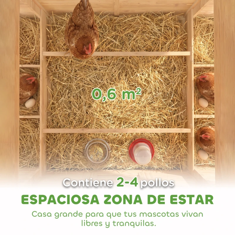 PawHut Gallinero de Madera para Exterior con 2 Nidos Bandeja Extraíble Perchas Techo Impermeable 150x100x96,5 cm Amarillo