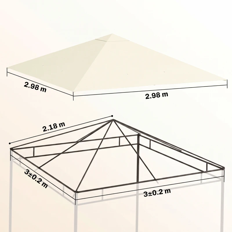 Outsunny 3 x 3(m) Gazebo Canopy Replacement, for 01-0867 - Cream