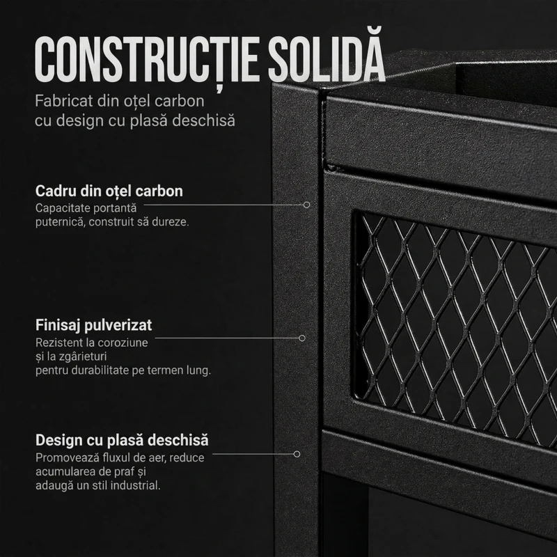 HOMCOM Suport de perete pentru vin cu LED, stil industrial, metal negru